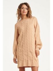 Smashed Lemon Sukienka dzianinowa w kolorze beżowym rozmiar: XS. Brązowe sukienki damskie Smashed Lemon, bez wzorów, z dzianiny, bez ramiączek. Za 143.99 zł.