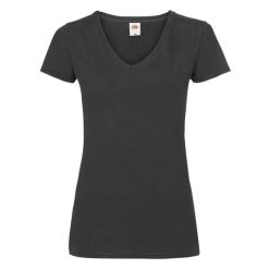 Koszulka Z Dekoltem W Szpic Dla Kobiet. Czarne bluzki damskie Fruit of the Loom, m, bez wzorów, sportowe, bez kołnierzyka, bez ramiączek. Za 33.99 zł.