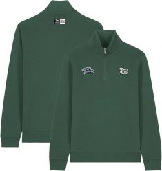 Bluza z zamkiem 1/4 – Polo – Organiczna – Dla dorosłych (zielona). Zielone bluzy damskie SURF MONKEY, xl, z aplikacjami, z bawełny, bez kaptura. Za 349.95 zł.