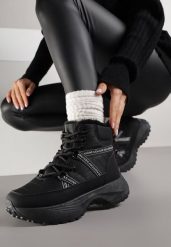 Czarne Śniegowce na Grubej Podeszwie z Geometrycznym Wzorem Alwedea. Czarne śniegowce damskie Born2be, z jeansu. Za 119.99 zł.