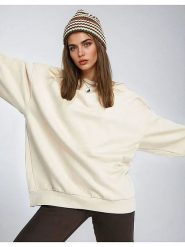 Weekday Bluza w kolorze kremowym rozmiar: XL. Brązowe bluzy damskie Weekday, xl, bez wzorów, bez kaptura. Za 88.02 zł.