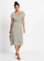 Sukienka z wiskozy pochodzącej ze zrównoważonych źródeł. Fioletowe sukienki damskie bonprix, bez wzorów, z wiskozy, bez ramiączek. Za 109.99 zł.