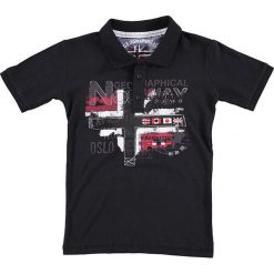 Koszulka polo "Kaguta" w kolorze czarnym. Czarne t-shirty i koszulki chłopięce Geographical Norway Women & Kids, z haftami, z bawełny, polo, z krótkim rękawem. W wyprzedaży za 69.95 zł.