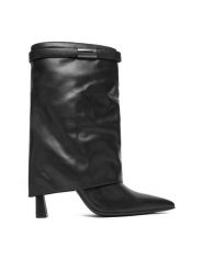 Eva Minge Botki EO-DULCE-GLC8537C-8.5-722-2 Czarny. Czarne botki damskie Eva Minge, ze skóry, bez obcasa, na szpilce, bez zapięcia. Za 559.99 zł.