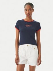 Tommy Hilfiger T-Shirt Logo Graphic Ringer WW0WW49245 Granatowy Slim Fit. Niebieskie t-shirty damskie Tommy Hilfiger, xxs, bez wzorów, z bawełny, bez kołnierzyka. Za 209.99 zł.