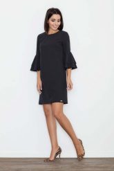 Czarna Elegancka Sukienka z Hiszpańskim Rękawem. Czarne sukienki damskie Figl, bez wzorów, z materiału, eleganckie, bez ramiączek. Za 269.00 zł.