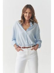 TATUUM Bluzka w kolorze błękitnym rozmiar: 44. Niebieskie bluzki damskie TATUUM, bez wzorów, z wiskozy, bez kołnierzyka, bez ramiączek. Za 109.45 zł.