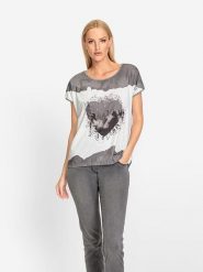 Heine Koszulka w kolorze szaro-białym rozmiar: 40. Białe koszulki damskie Heine, bez wzorów, bez kołnierzyka, bez ramiączek. Za 56.99 zł.