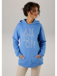Aniston Bluza w kolorze błękitnym rozmiar: 38. Niebieskie bluzy damskie Aniston, bez wzorów, z bawełny, z kapturem. Za 105.45 zł.