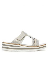 Rieker Klapki V02M6-40 Srebrny. Szare klapki damskie Rieker, bez wzorów, z syntetyku, bez obcasa, bez zapięcia. Za 209.99 zł.
