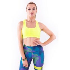 Stanik do biegania damski 2skin LUMINES FLUO. Żółte biustonosze sportowe damskie 2SkIN, z elastanu, bez zapięcia, do biegania. Za 75.00 zł.