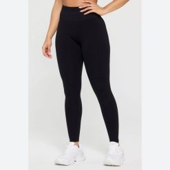 FABLETICS Damskie Legginsy Sportowe Wysoki Stan Seamless Scrunch. Czarne legginsy damskie FABLETICS, l, bez wzorów, z materiału, z podwyższonym stanem, do biegania. Za 299.99 zł.