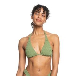 Góra od stroju kąpielowego ROXY Current Coolness Elongated. Zielone bikini Roxy, bez wzorów. Za 79.99 zł.