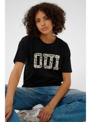 Kaffe Koszulka w kolorze czarnym rozmiar: S. Czarne bluzki damskie Kaffe, s, bez wzorów, z bawełny, bez kołnierzyka, bez ramiączek. Za 104.99 zł.