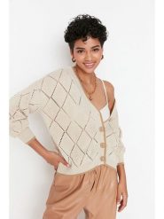 Trendyol Kardigan w kolorze beżowym rozmiar: S. Brązowe kardigany damskie Trendyol, s, bez wzorów. Za 60.99 zł.