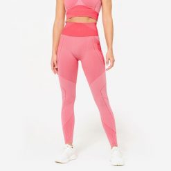 Legginsy fitness damskie Domyos. Czerwone legginsy damskie DOMYOS, s, bez wzorów, z elastanu. W wyprzedaży za 119.99 zł.