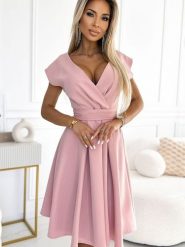 Sukienka Model Scarlett 348-9 Powder Pink - Numoco. Różowe sukienki damskie NUMOCO, bez wzorów, z elastanu, eleganckie, bez ramiączek. Za 320.90 zł.