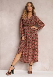 Czarno-Czerwona Sukienka Z Paskiem Asikias. Czerwone sukienki damskie Renee, z aplikacjami, bez ramiączek. Za 129.99 zł.