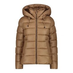 Kurtka puchowa z kapturem z efektem 3D dla kobiet CMP. Brązowe kurtki damskie CMP, bez wzorów, z puchu, z kapturem. Za 776.50 zł.