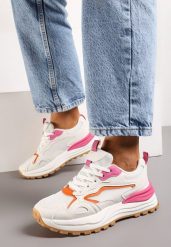 Beżowo-Różowo Sneakersy na Grubej Podeszwie z Siateczką Otrix. Brązowe obuwie sportowe damskie Born2be, z materiału, bez zapięcia. Za 89.99 zł.
