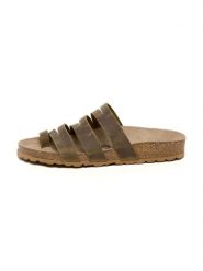 Billowy Skórzane japonki w kolorze khaki rozmiar: 38. Brązowe klapki damskie Billowy, bez wzorów, z otwartym noskiem, bez obcasa, bez zapięcia. Za 169.95 zł.