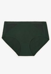 Ciemnozielone Majtki Figi High Waist z Bezszwowym Wykończeniem Kolaniris. Zielone figi Renee, bez wzorów, z jeansu. Za 9.99 zł.