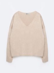 Sweter damski z wiskozy beżowy Faustii 801. Brązowe swetry klasyczne damskie Big Star, l, z dzianiny, bez kołnierzyka. Za 159.99 zł.