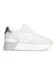 Liu Jo Skórzane sneakersy w kolorze srebrno-białym rozmiar: 37. Białe obuwie sportowe damskie Liu Jo, z materiału, bez zapięcia. Za 307.46 zł.