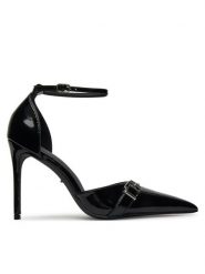 DeeZee Szpilki Q93079-17 Czarny. Czarne szpilki damskie DeeZee, bez wzorów, z materiału, bez obcasa, na szpilce, bez zapięcia. Za 139.99 zł.