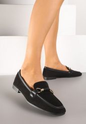 Czarne Mokasyny Loafersy z Klamerką Esseria. Czarne mokasyny damskie Born2be, na jesień, bez obcasa. Za 84.99 zł.