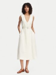 Tommy Hilfiger Sukienka letnia WW0WW48951 Biały Regular Fit. Białe sukienki damskie Tommy Hilfiger, bez wzorów, ze lnu, bez ramiączek. Za 949.99 zł.