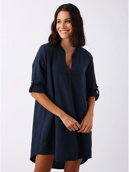 Zwillingsherz Tunika "Rom" w kolorze granatowym rozmiar: onesize. Niebieskie tuniki damskie Zwillingsherz, bez wzorów, z bawełny, bez kołnierzyka, bez ramiączek. Za 148.61 zł.