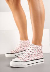 Różowe Casualowe Trampki za Kostkę w Kwiatowy Wzór Follarita. Czerwone trampki damskie Born2be, bez wzorów, z jeansu, za kostkę, bez zapięcia. Za 44.99 zł.