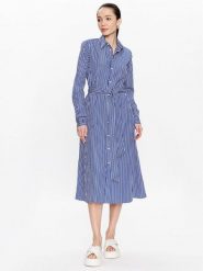 Polo Ralph Lauren Sukienka koszulowa 211891430001 Granatowy Regular Fit. Niebieskie sukienki damskie Polo Ralph Lauren, bez wzorów, z bawełny, bez ramiączek. Za 1,168.99 zł.
