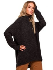 Made of emotion Golf w kolorze antracytowym rozmiar: S/M. Czarne golfy damskie Made Of Emotion, m, bez wzorów, ze splotem, bez ramiączek. Za 210.32 zł.