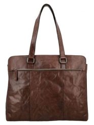 HIDE & STITCHES Skórzana torebka "Westland" w kolorze ciemnobrązowym - 40 x 32 x 13,5 cm rozmiar: onesize. Brązowe torby na laptopa HIDE & STITCHES, bez wzorów, z materiału. Za 413.35 zł.