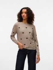 Vero Moda Sweter w kolorze beżowym rozmiar: M. Brązowe swetry klasyczne damskie Vero Moda, m, bez kołnierzyka. Za 91.77 zł.