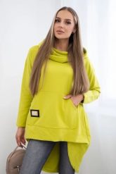 Bluza z długim tyłem i kapturem kiwi. Bluzy damskie KESI, l, bez wzorów, z bawełny. Za 229.98 zł.