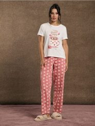 Piżama dwuczęściowa - kremowy. Białe piżamy damskie Sinsay, bez wzorów, z bawełny, bez ramiączek. Za 49.99 zł.