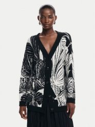Desigual Kardigan Halifax 24WWJF26 Czarny Regular Fit. Czarne kardigany damskie Desigual, l, bez wzorów, z syntetyku. Za 679.99 zł.