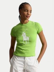 Polo Ralph Lauren T-Shirt 211A96259004 Zielony jasny Slim Fit. Zielone t-shirty damskie Polo Ralph Lauren, m, bez wzorów, z bawełny, bez kołnierzyka. Za 549.99 zł.