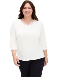 WITT WEIDEN Koszulka w kolorze białym rozmiar: 36. Białe bluzki damskie WITT WEIDEN, bez wzorów, z koronki, bez kołnierzyka, bez ramiączek. Za 82.99 zł.