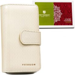 Portfel damski Peterson PTN 76116-SBR beżowy. Brązowe portfele damskie Peterson, bez wzorów, ze skóry. Za 69.99 zł.