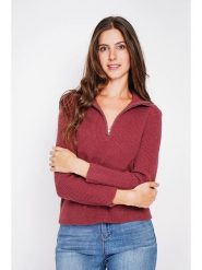 William de Faye Sweter w kolorze bordowym rozmiar: 36. Czerwone swetry klasyczne damskie William de Faye, ze splotem, bez kołnierzyka. Za 113.99 zł.