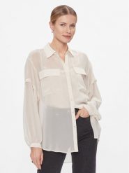 DKNY Koszula P3KMGV44 Beżowy Relaxed Fit. Brązowe koszule damskie DKNY, xs, bez wzorów, z syntetyku, bez kołnierzyka, bez ramiączek. Za 259.99 zł.