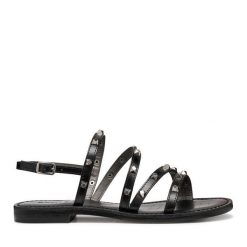 Sandały Geox. Czarne sandały damskie Geox, bez wzorów, bez obcasa, na płaskiej podeszwie, bez zapięcia. Za 399.99 zł.