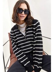 Happiness Istanbul Sweter w kolorze czarnym rozmiar: onesize. Czarne swetry klasyczne damskie Happiness Istanbul, bez kołnierzyka. Za 73.99 zł.