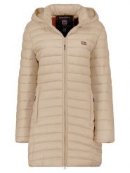 Geographical Norway Płaszcz pikowany "Atika" w kolorze beżowym rozmiar: L. Brązowe płaszcze damskie Geographical Norway, l, bez wzorów, bez kaptura. Za 180.06 zł.