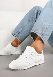Białe Sneakersy Typu Tenisówki z Kontrastowymi Wstawkami Feladith. Białe obuwie sportowe damskie Renee, bez wzorów, z jeansu, bez zapięcia. Za 74.99 zł.