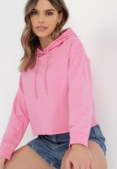 Różowa Bluza Antele. Czerwone bluzy damskie Born2be, xl, bez wzorów, z jeansu, z kapturem. Za 29.99 zł.